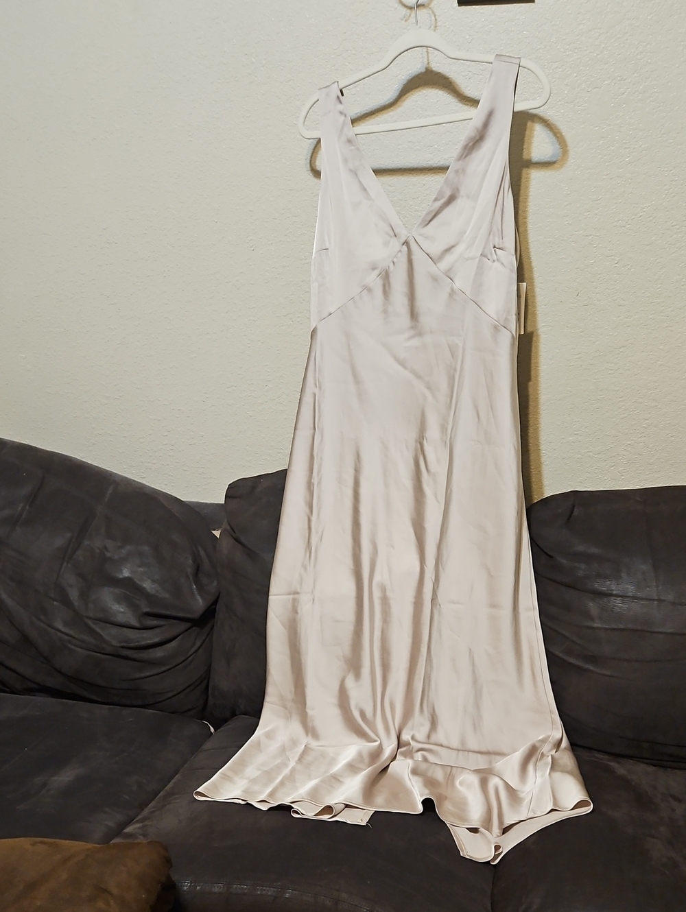 a new day Pale Taupe Satin Maxi Slip Dress